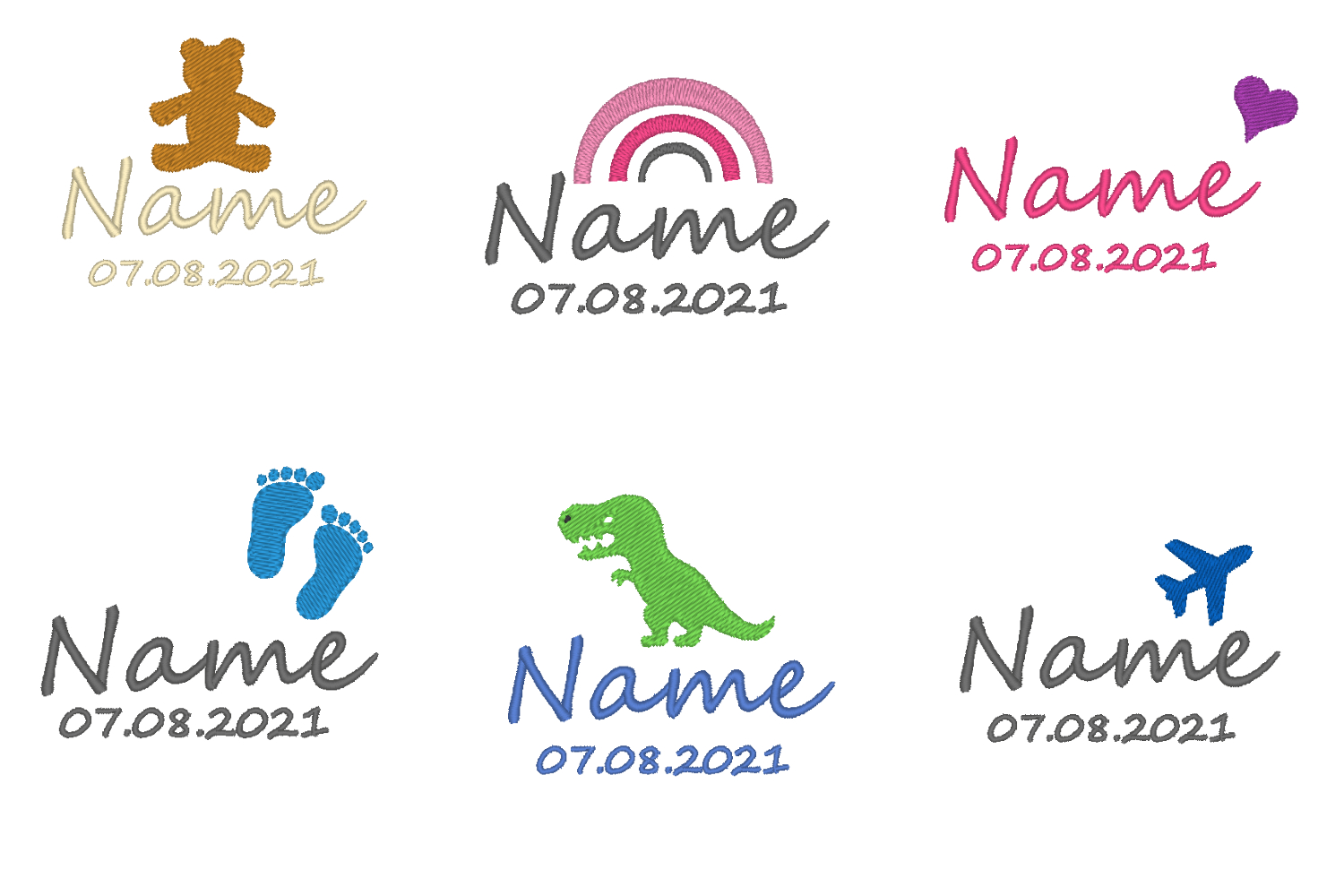 Stickmotiv Name Geburtstag