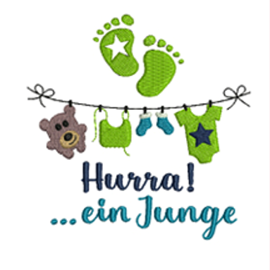 Stickmotiv Hurra ein Junge
